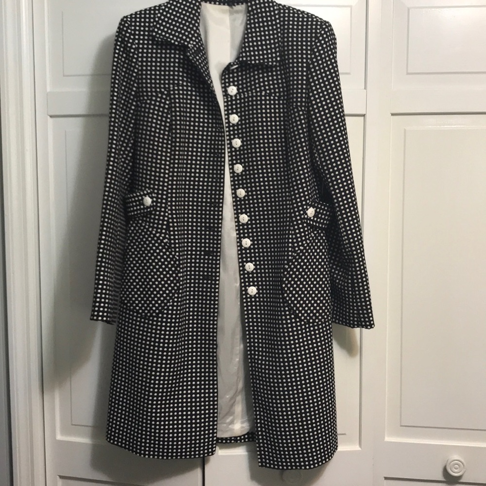 VESTI lightweight Coat black/white polka dot SZ 8